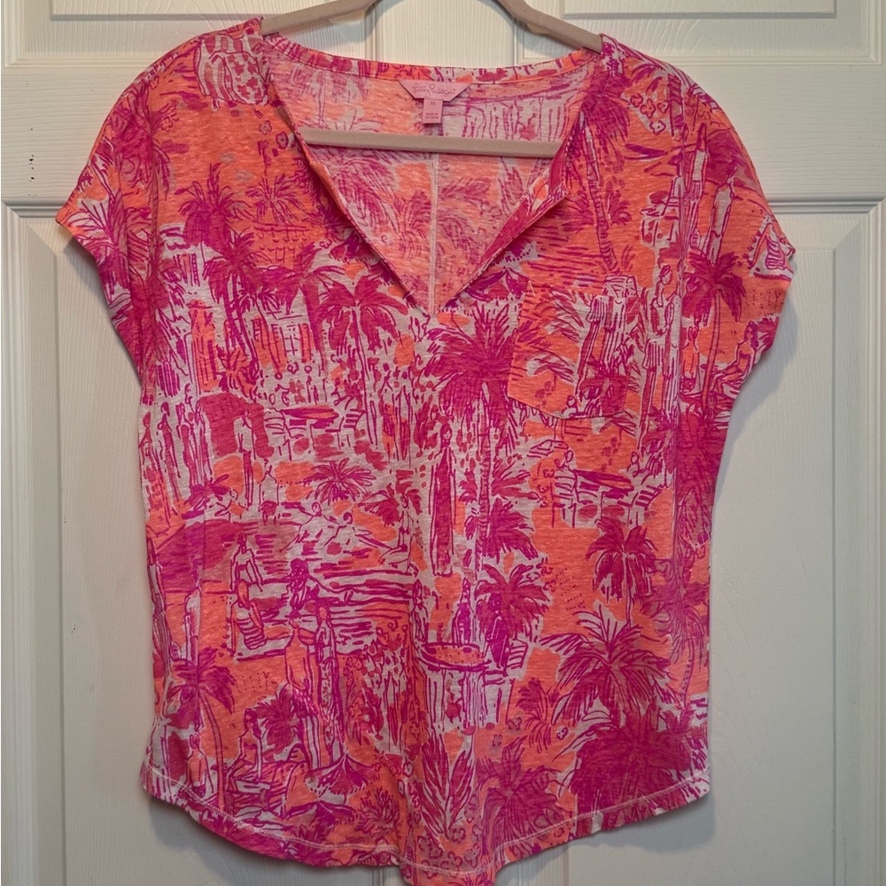Lilly Pulitzer Willa Top in Magenta Tons of Fun size Medium